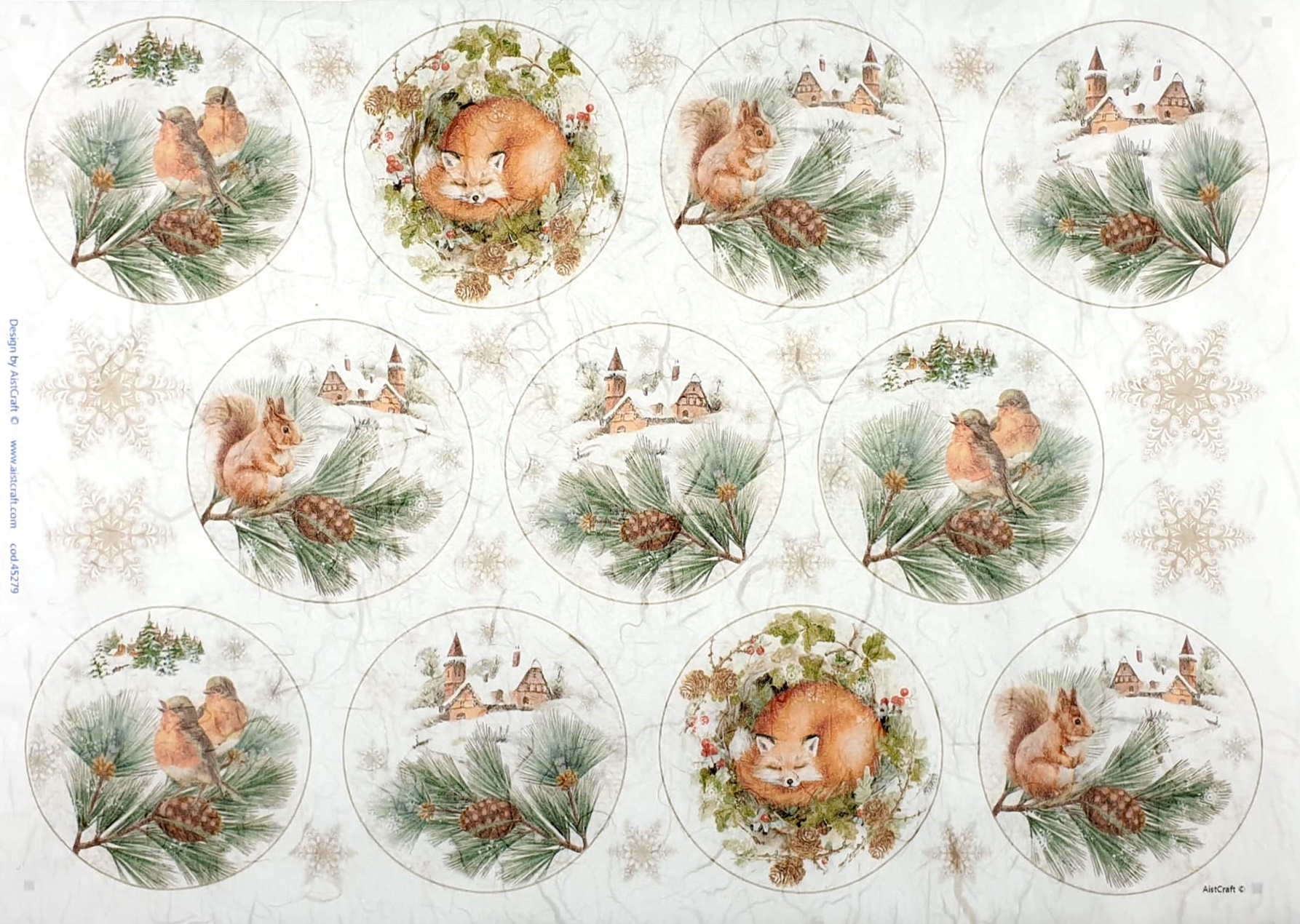 Hârtie de orez – Winter Animals - 32x45 cm 1 Hârtie de orez – Winter Animals - 32x45 cm