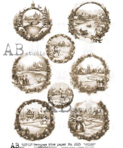 Hârtie de orez – Winter Medallions 2 - A4