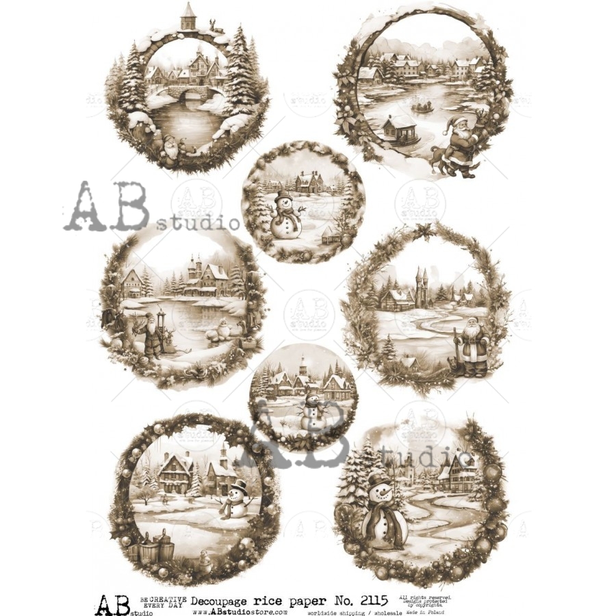 Hârtie de orez – Winter Medallions 2 - A4 1 Hârtie de orez – Winter Medallions 2 - A4