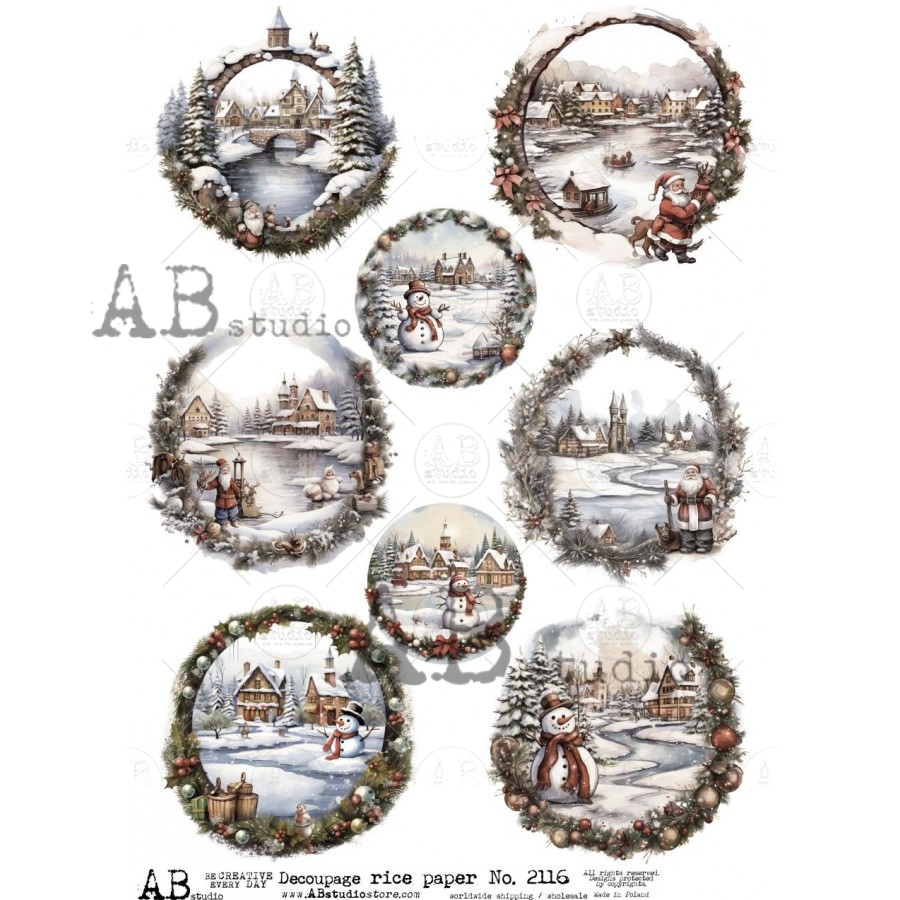 Hârtie de orez – Winter Medallions - A4 1 Hârtie de orez – Winter Medallions - A4