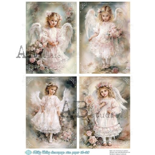 Hârtie de orez - Angel girl portrait 4 - A4 1