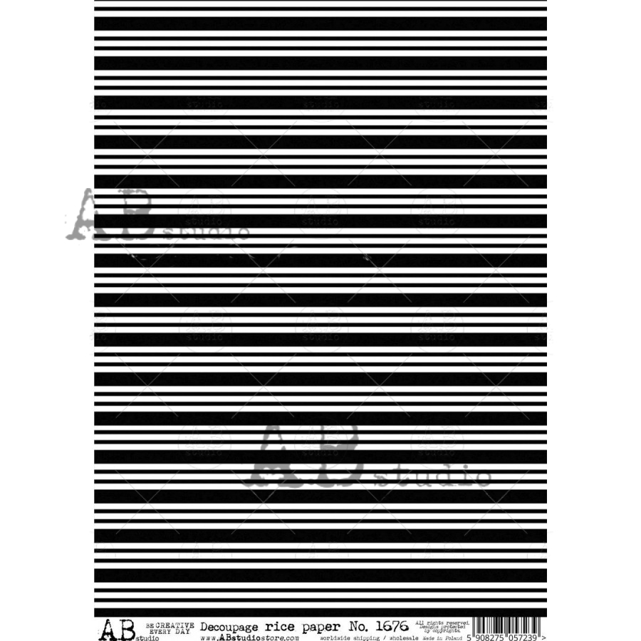 Hârtie de orez - Black and White Stripes - A4 1 Hârtie de orez - Black and White Stripes - A4
