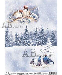 Hârtie de orez - Christmas Blue - A4