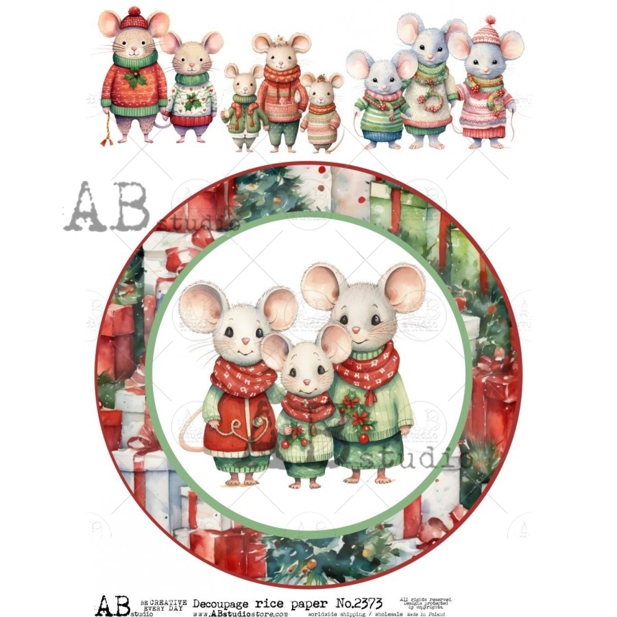 Hârtie de orez - Christmas Mouse time - A4 1 Hârtie de orez - Christmas Mouse time - A4