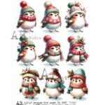 Hârtie de orez - Christmas hat&scarf - A4