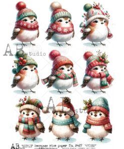 Hârtie de orez - Christmas hat&scarf - A4