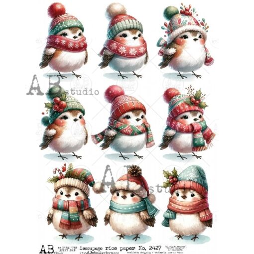 Hârtie de orez - Christmas hat&scarf - A4 1