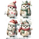 Hârtie de orez - Christmas owl 4 - A4