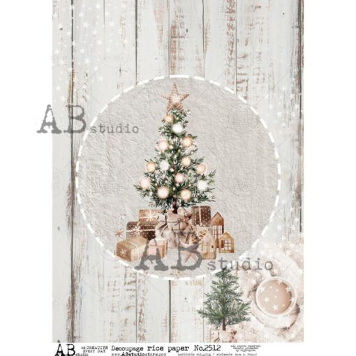 Hârtie de orez - Christmas tree time - A4 1