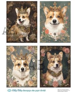 Hârtie de orez - Corgi crown - A4