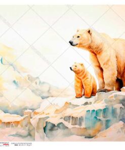 Hârtie de orez - Dreamy polar bears - A4