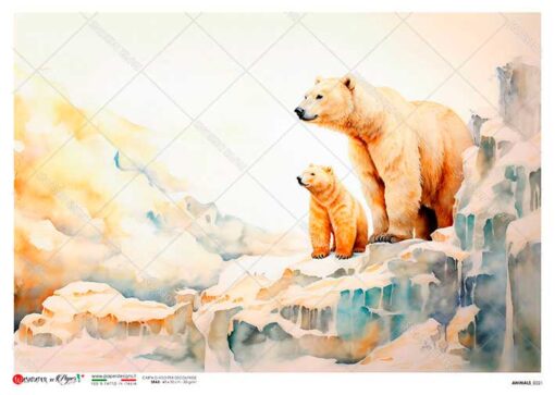Hârtie de orez - Dreamy polar bears - A4 1