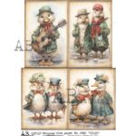 Hârtie de orez - Festive Christmas duck - A4
