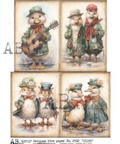 Hârtie de orez - Festive Christmas duck - A4