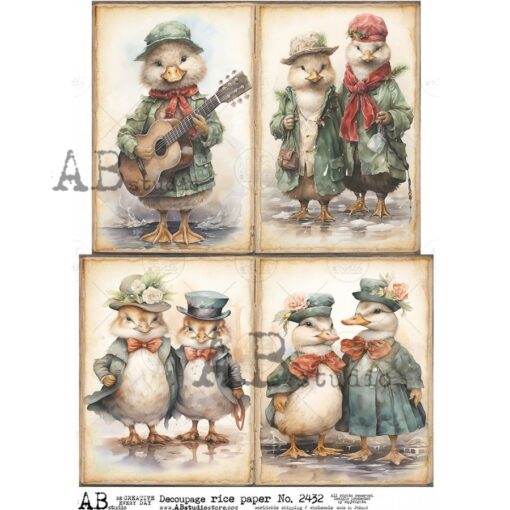 Hârtie de orez - Festive Christmas duck - A4 1