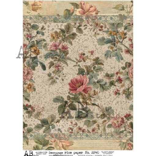 Hârtie de orez - Flowers Wallpaper - A4 1