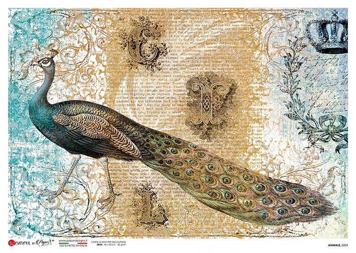 Hârtie de orez - Peacock - A4 1 Hârtie de orez - Peacock - A4