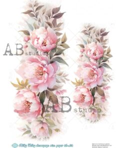 Hârtie de orez - Peony Floral Border - A4