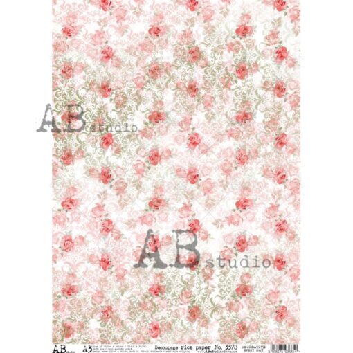 Hârtie de orez - Roses Wallpaper - A3 1