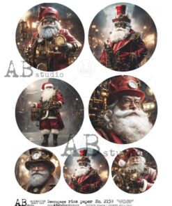 Hârtie de orez - Steampunk Santa 2 -A4