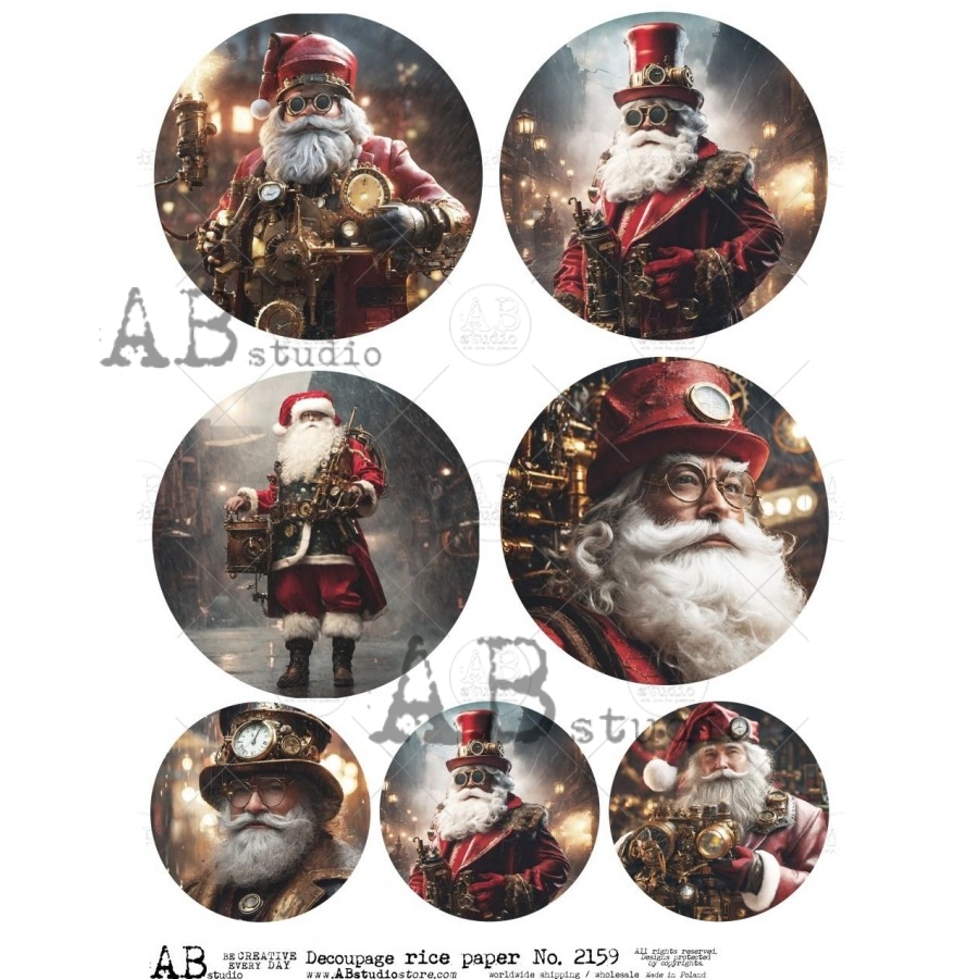 Hârtie de orez - Steampunk Santa 2 -A4 1 Hârtie de orez - Steampunk Santa 2 -A4