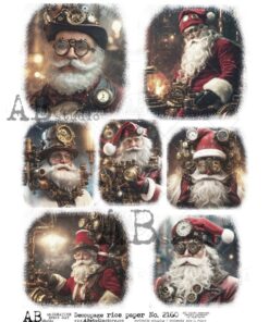 Hârtie de orez - Steampunk Santa - A4