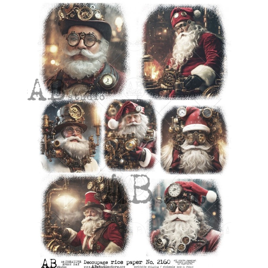 Hârtie de orez - Steampunk Santa - A4 1 Hârtie de orez - Steampunk Santa - A4