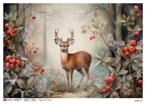 Hârtie de orez - The magic of deer - A4 1