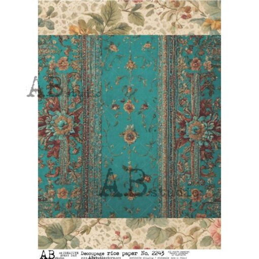 Hârtie de orez - Turquoise Wallpaper - A4 1