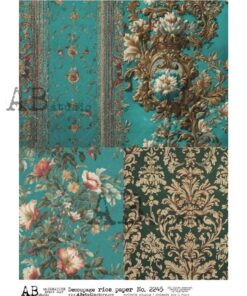 Hârtie de orez - Turquoise Wallpaper2 - A4
