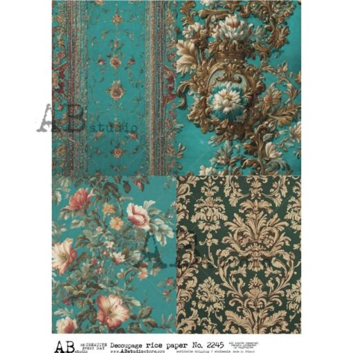 Hârtie de orez - Turquoise Wallpaper2 - A4 1