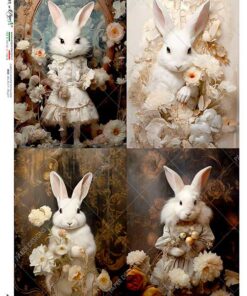 Hârtie de orez - Victorian Bunny Portraits - A5