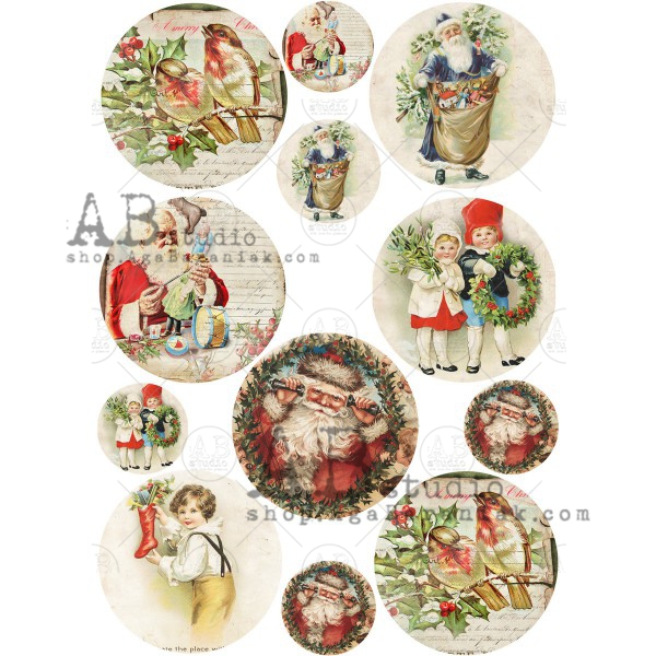 Hârtie de orez - Vintage Christmas - A4 1 Hârtie de orez - Vintage Christmas - A4