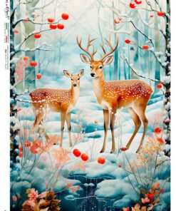 Hârtie de orez - Winter deer - A5
