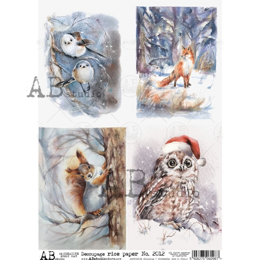 Hârtie de orez - Winter in forest - A4 1 Hârtie de orez - Winter in forest - A4