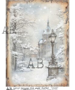 Hârtie de orez - Winter scene - A4