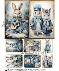 Hârtie de orez – Blue Bunnies Photos - A4