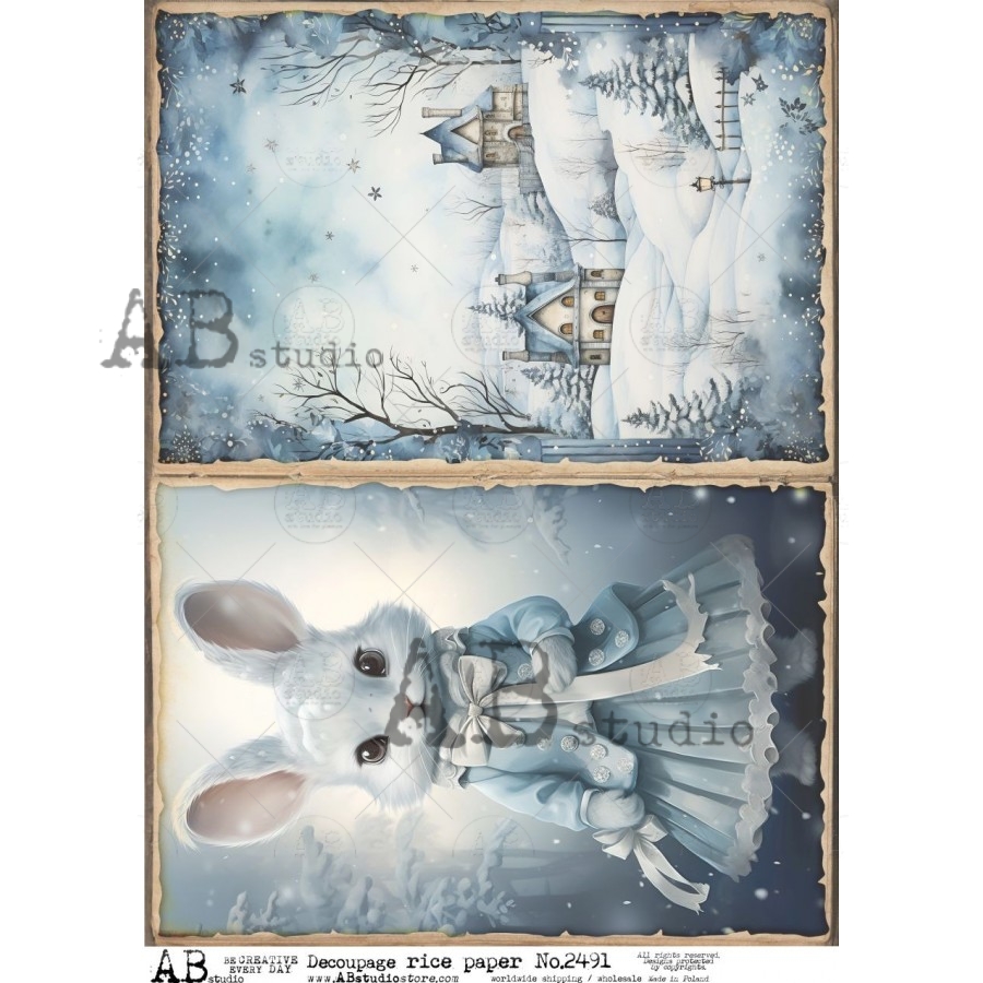 Hârtie de orez – Blue Bunny Girl - A4 1 Hârtie de orez – Blue Bunny Girl - A4