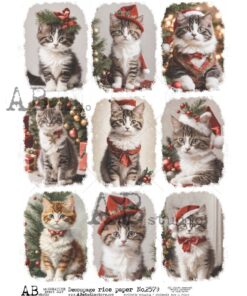 Hârtie de orez – Christmas Cats - A4