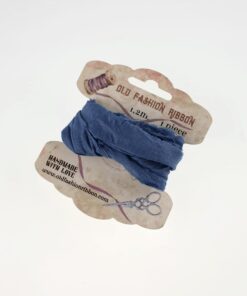 Panglică bumbac vintage - blue - 1,2 m