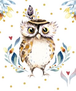 Șervețel - Flower Owl - 33x33 cm