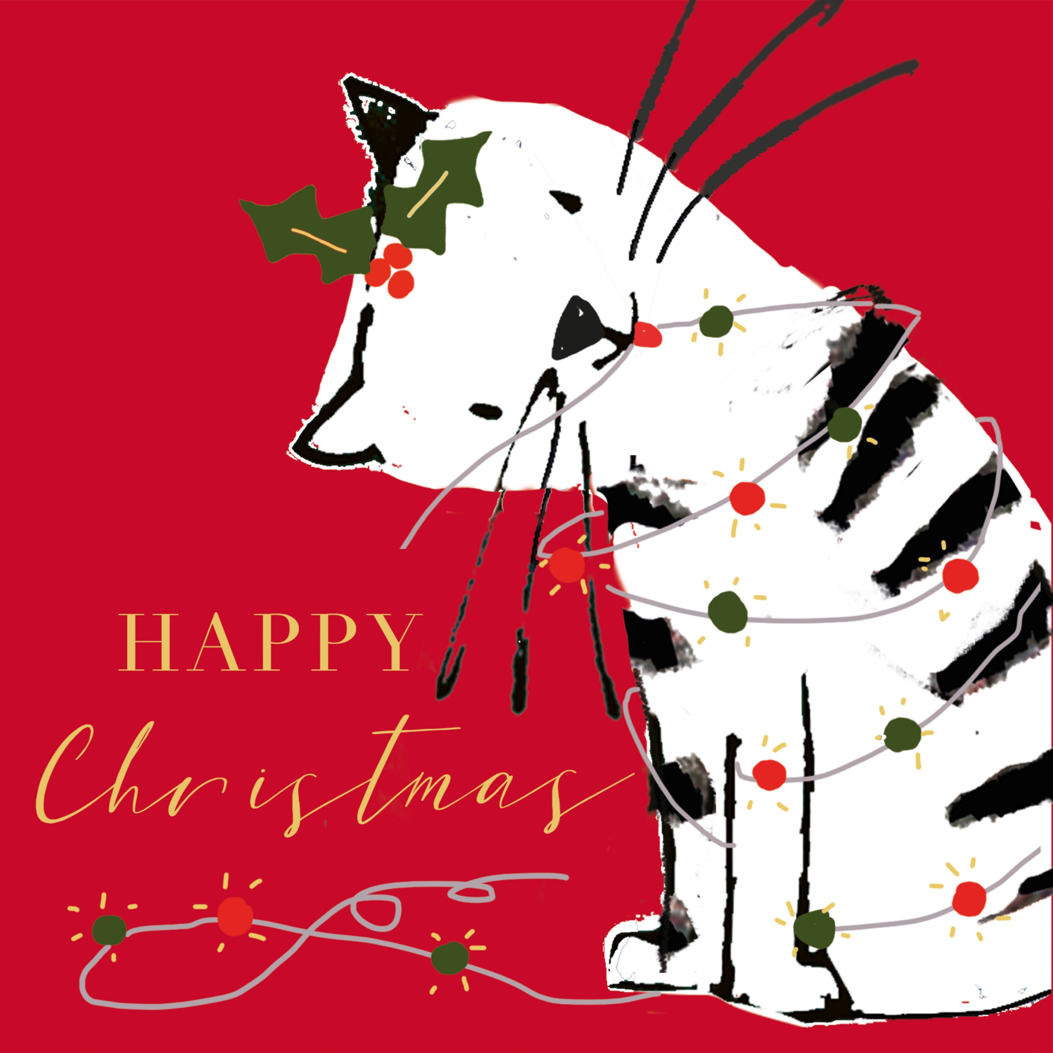 Șervețel - X-Mas Cat - 33x33 cm 1 Șervețel - X-Mas Cat - 33x33 cm
