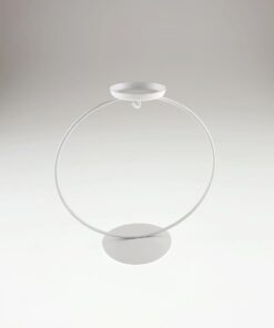 Suport metalic alb cu lumânare – glob – h17,5 cm