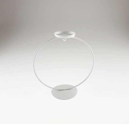 Suport metalic alb cu lumânare – glob – h17,5 cm 1