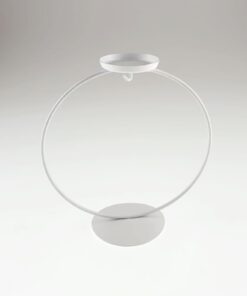 Suport metalic alb cu lumânare – glob – h20 cm