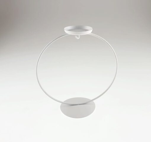 Suport metalic alb cu lumânare – glob – h20 cm 1