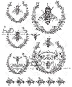 Hârtie de orez - Black & White Bee - A4