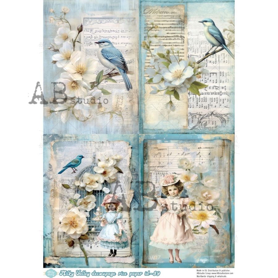 Hârtie de orez - Blue Spring - A4 1 Hârtie de orez - Blue Spring - A4