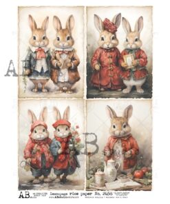 Hârtie de orez - Christmas Bunny 4 - A4