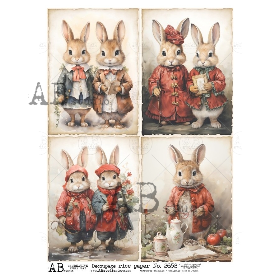 Hârtie de orez - Christmas Bunny 4 - A4 1 Hârtie de orez - Christmas Bunny 4 - A4